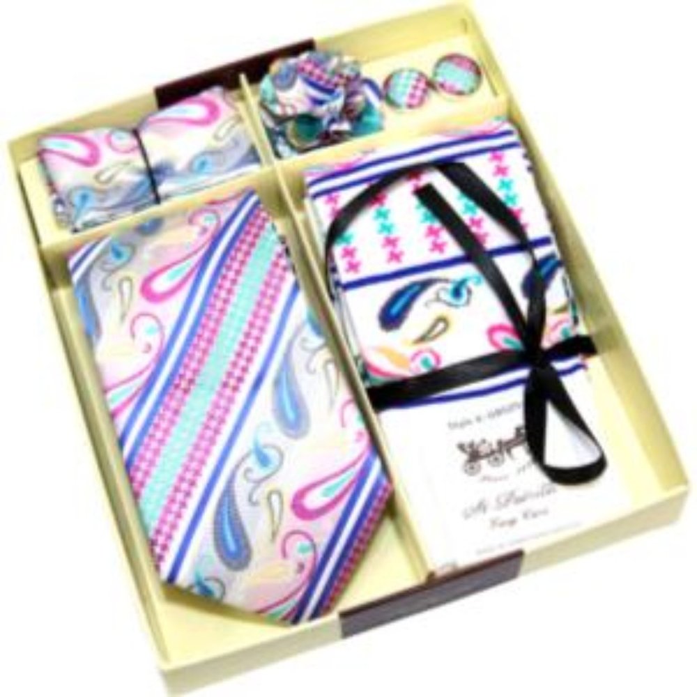 St. Patrick Pink Blue Neck Tie & Socks Box 5 Set
